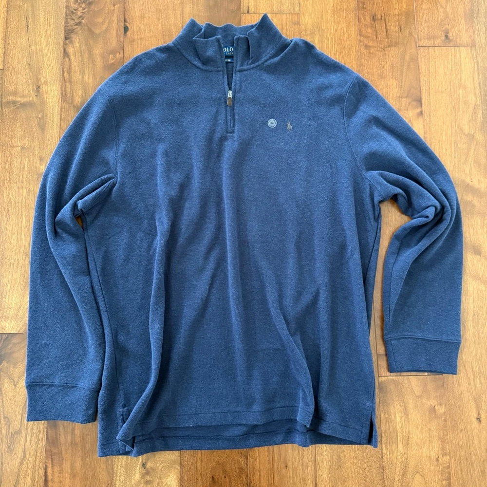 Polo Ralph Lauren Men's Blue Cotton Quarter Zip Sweater XXL NWT